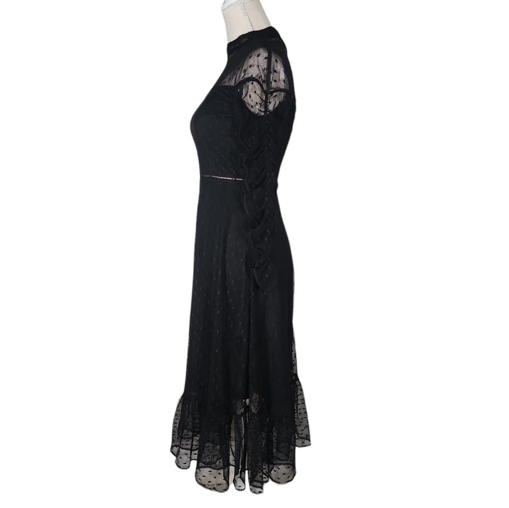 Vintage Betsey Johnson Black Lace Sheer Midi Formal Dress - Picture 2 of 10